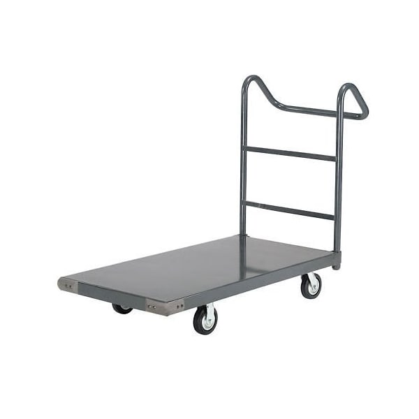 Global Industrial Platform Truck w/Steel Deck, 5 Rubber Casters with Ergo Handle, 60 x 30, 1400 Lb. Capacity 952116E - main
